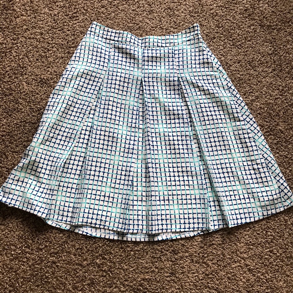 Blue and White Midi Skirt